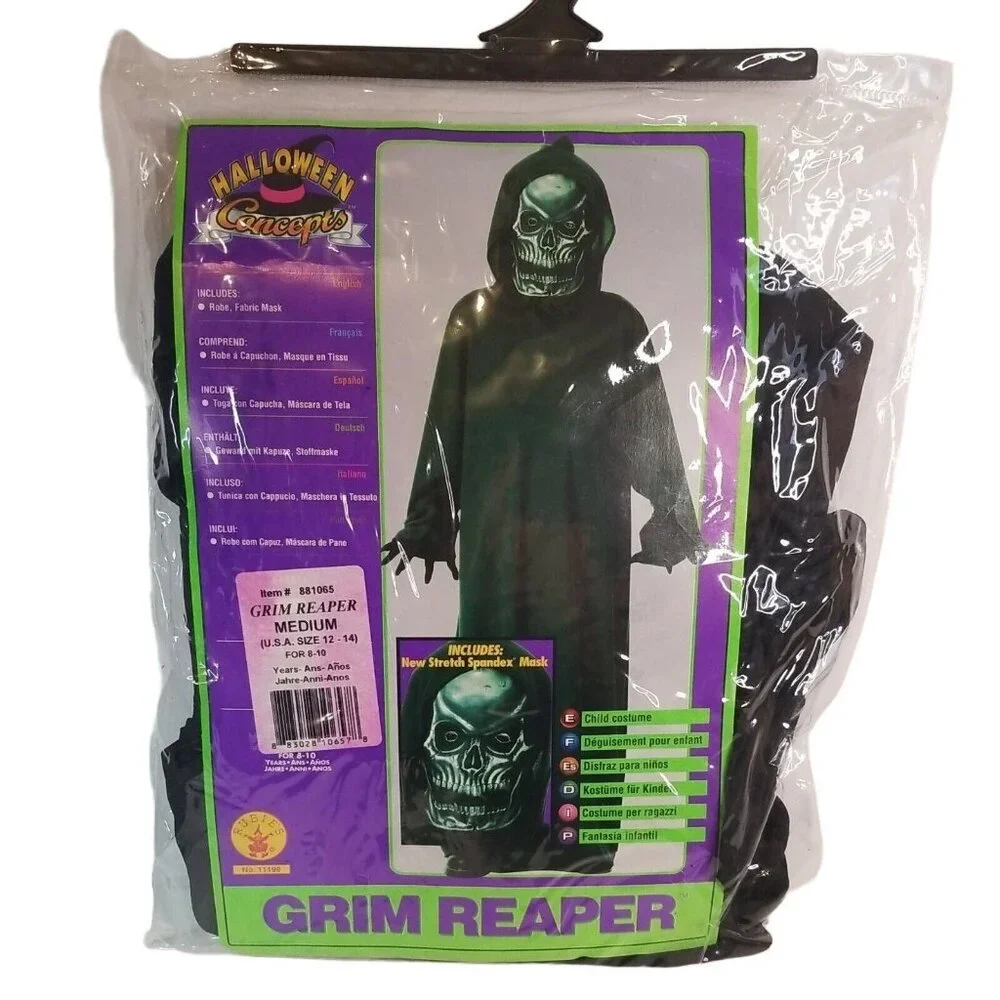 Rubies Grim Reaper Costume Mask Child Medium Size 12-14